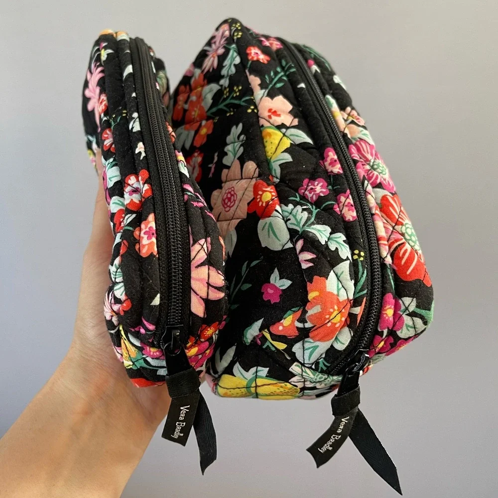 Pair of Vera Bradley Tangerine‎ Twist Cosmetic Toiletry Bags